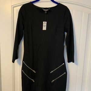 NWT Express Black Long Sleeve Zipper Dress Size Sm